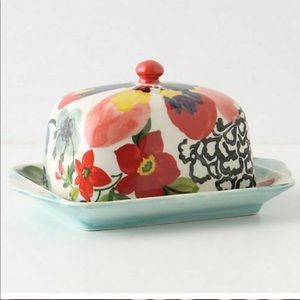 NWOT Painted Amaryllis Floral Butter Dish